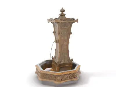 Ornate Bronze Fountain model pack Low-poly 3D model