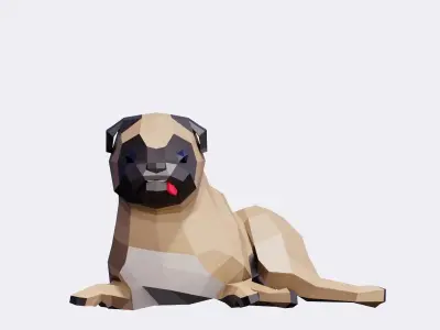 Low Poly Pug Dog Low-poly 3D model