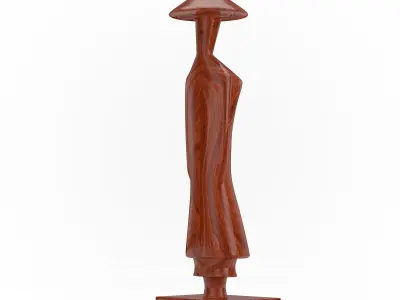 Red Wood Statuettes as Symbol of Vietnam Woman 3D model