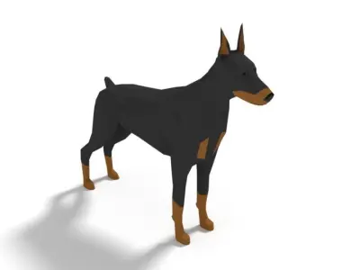 Low Poly Cartoon Doberman Low-poly 3D model