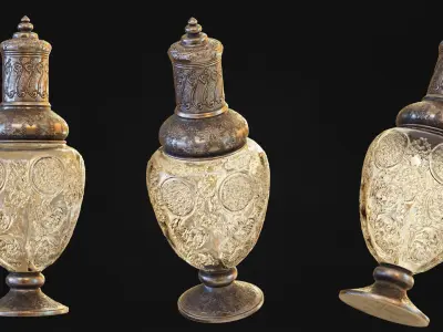 Victorian silver mounted Stourbridge glass 3D model