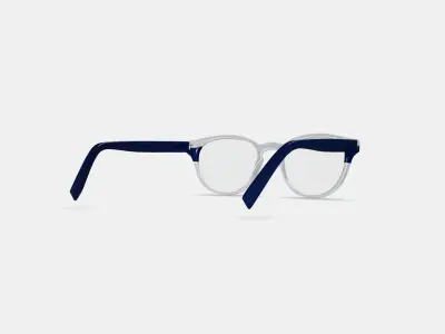 Percey Eyeglasses in Crystal with Oak Barrel and Blue Bay 3D model