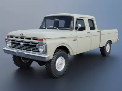 Pickup Truck F250 Crew Cab 1966 3D print model