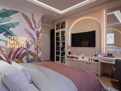 Bedroom Contemporer Girls Blender - Fbx - Obj Low-poly 3D model