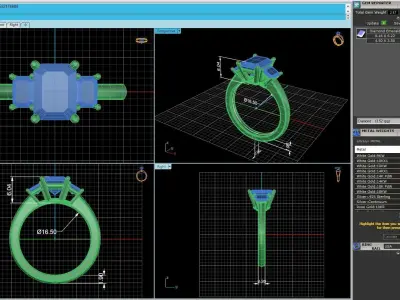 Three Stone Wedding Bend Ring  3D print model