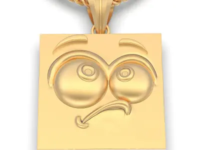 Emoji face  comic silver pendant gold jewelry 3D printable model 3D print model