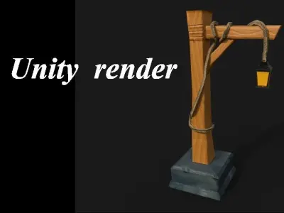 Medieval street lamp Free low-poly 3D model
