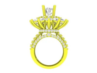 A7181 Luxury Diamond Flower Engagement Ring For Women 3D Model 3D print model