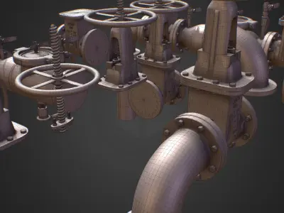 Backflow Pipe Constructor Hi Poly Subdivision 3D model