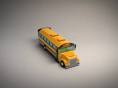 Low-Poly Cartoon School Bus Low-poly 3D model