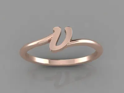 Alphabet Ring V 3D print model