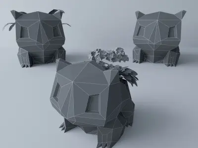 Flower pot bulbasaur Low-poly 3D model