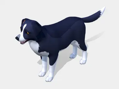 Cartoon Dog - Border Collie Low-poly 3D model