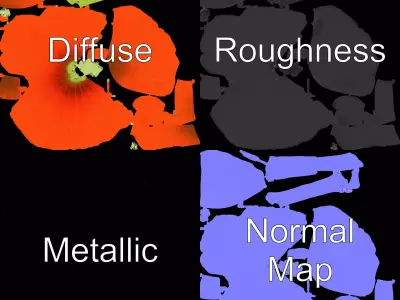 Vibrant Orange Poppy model pack Low-poly 3D model