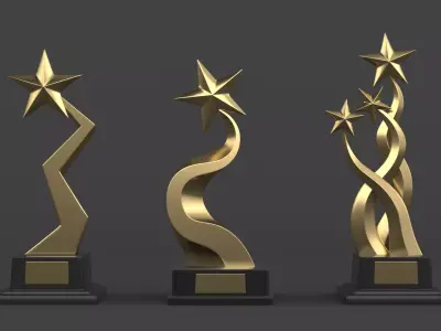 Gold Trophy Cups 3D model purchase