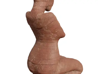  Seated Mummy Clay Statue Low-poly 3D model