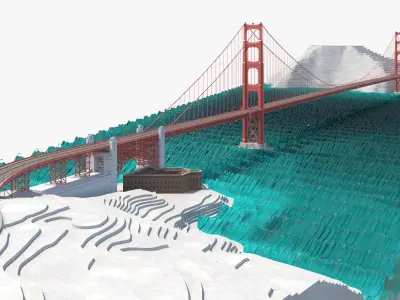 Golden Gate Bridge Environment Low-poly 3D model