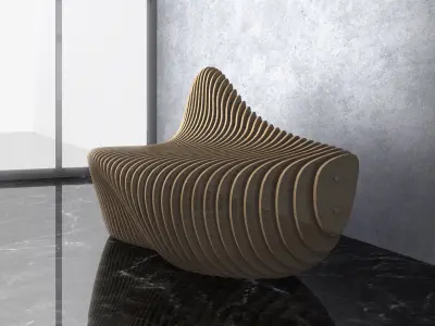 Parametric Wavy Wooden Furniture 13 -  CNC files for cutting 3D model