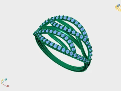 Women Ring Diamond Stone STL 3DM Lightweight Printable 3D print model 18
