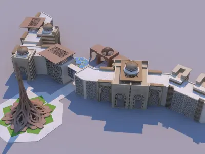 0169 - Islamic Facade Building 3D model