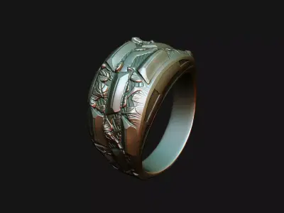 signet solid line basic shape decor shine symbol silver 3D print model