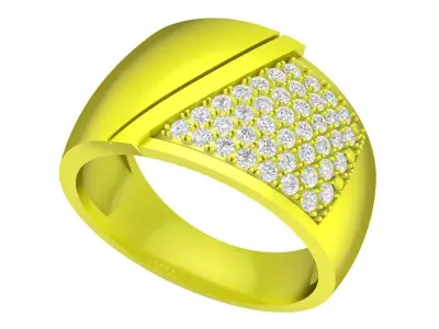 Luxury Diagonal Pave Gemstone Ring for Women 4521 3D print model