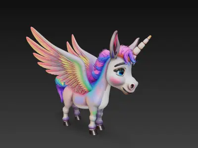 Donkeycorn Rainbow Realistic 3D Model Basic - Donkeycorn Low-poly 3D model purchase