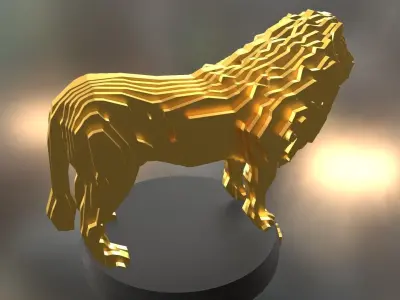 Parametric Lion Low-poly 3D model
