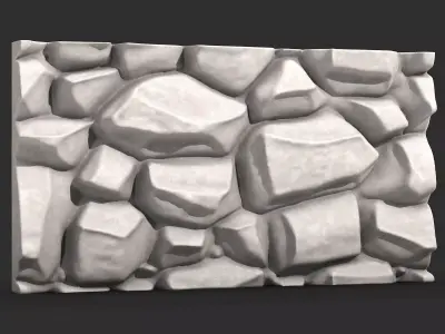 Thick Stone Wall Fortification 3D model