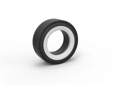 Whitewall rear tire of vintage dragster Version 4 Scale 1 to 25 3D print model