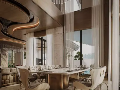 Luxury Villa Main Entrance Majlis Dining Kitchen Living MAX FBX 3D model