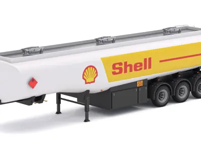 Shell Fuel Semi Tank Trailer 3D model