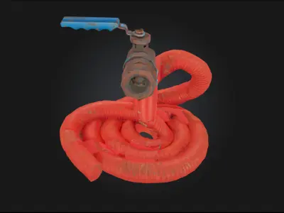 Coiled Connection Flexible Hose Detail 3D model