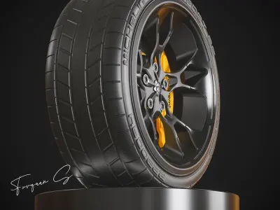 Hypersport car Wheel M1 Low-poly 3D model