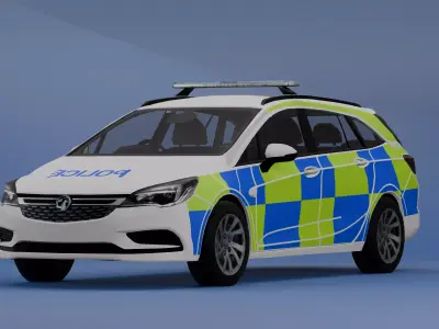 UK Police Vauxhall Astra Low-poly 3D model