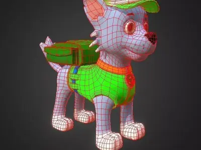 Cartoon low poly dog  Low-poly 3D model
