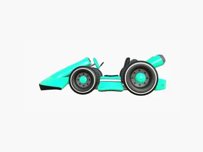 Cartoon Kart D08 Aqua - Vehicle Racing Design Low-poly 3D model