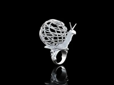 exclusive snail ring with stones 332 3D print model