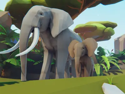 Poly Art Elephants Low-poly 3D model