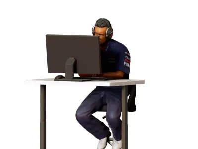 N2 Race team engineer with chair and desk 3D print model