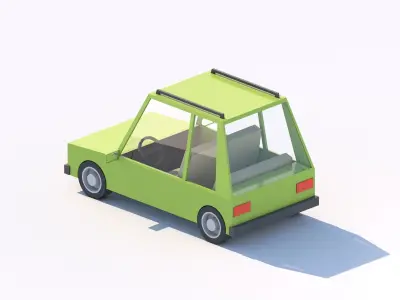Cartoon Low Poly Car Hatchback Low-poly 3D model