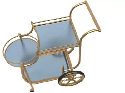 Golden Serving Trolley 3D model