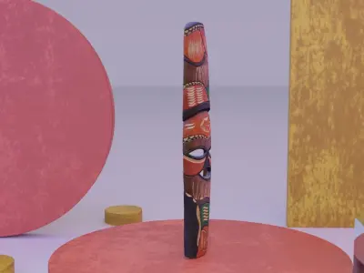 African Mask 09 high-poly 3D model