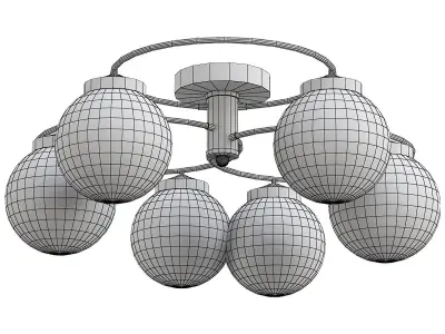 eurosvet-link-70104-6 six light ceiling fixture with glass gl... 3D model