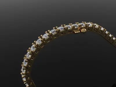 Box Style Diamond Tennis Bracelet 3mm 3D print model