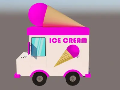 Ice Cream Van Low-poly 3D model