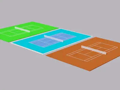 Tennis Courts Collection Low-poly 3D model