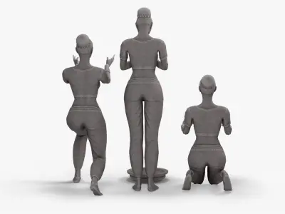 Female Statue with Bowl Low-poly 3D model