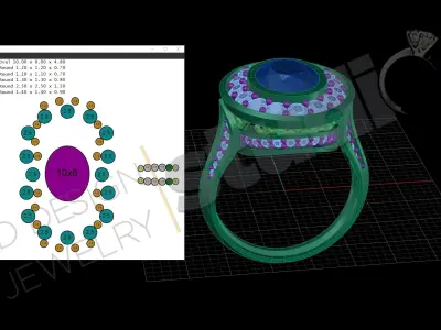 Luxury art design ring with gems 3d model 3D print model