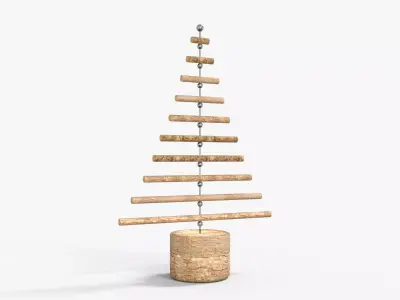 Christmas Logs Wooden Tree Low-poly 3D model